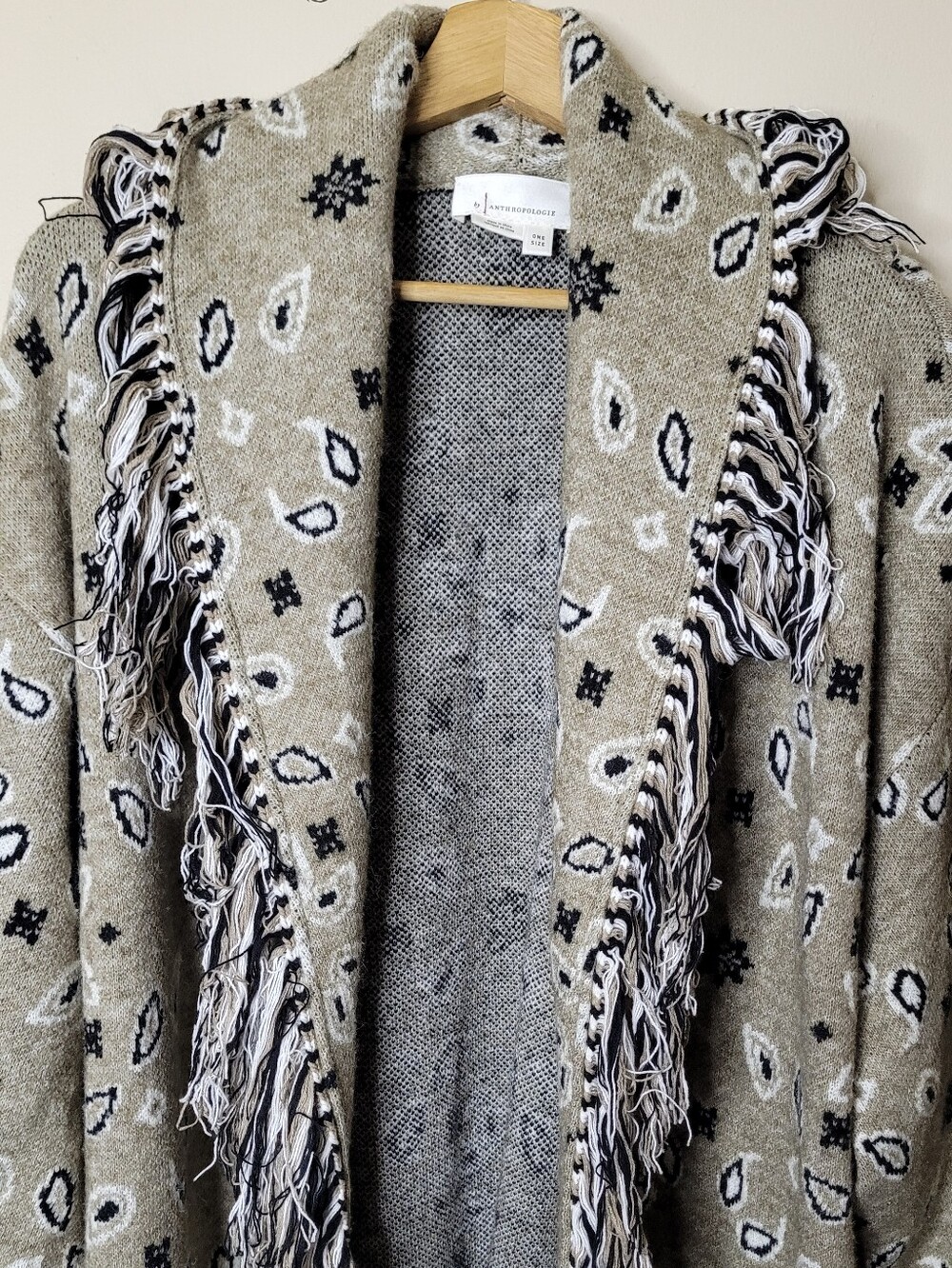 Anthropologie Bandana Fringed Duster Sweater - Picture 3 of 10